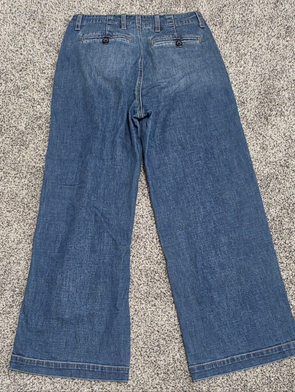 Lands End Cropped Wide Leg Utility Denim Jeans Trouser Pocket Medium Wash Size 6 - Picture 3 of 4